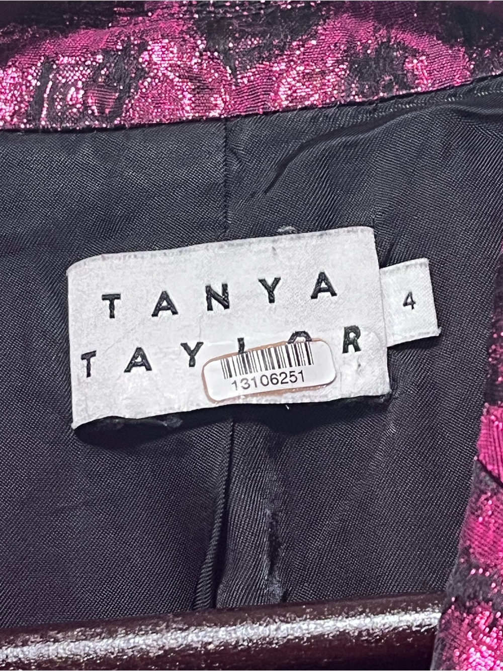 Tanya Taylor Analiese Blazer Metallic Fuchsia Burgundy Pink Leopard Print Size 4 - Picture 2 of 16